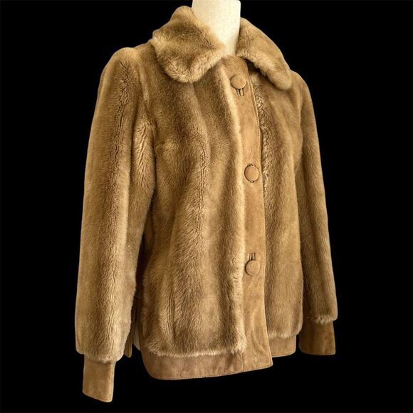 Tissavel France Faux Fur & Suede Coat S/M Luxury Old Money Chic England Vtg 70s - Picture 2 of 14